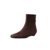 Botines finos de piel de oveja con punta cuadrada y tacón bajo para mujer, nuevos botines cortos estilo coreano para otoño e invierno, botines de cuero genuino para mujer