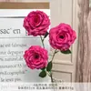 Buquê Artificial de Rosas Felizes com 3 Cabeças Flor de Seda Artificial Flor de Plástico Decoração de Sala de Estar de Luxo Arte Floral de Casamento Produto Acabado