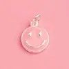 Pulseira Pingente Moda Dongdaemun da Coreia do Sul Prata S925 Pingente de Rosto Sorridente Rosa Azul Preto Amarelo com Pingente de Gota de Óleo