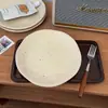Plato Minimalista Estilo Japonés Tinta Salpicada Mate Retro Irregular Cerámica para Pasta Plato de Postre Desayuno Hogareño de Alto Valor