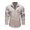 Camisa de Manga Longa para Trabalho Masculina Primavera Outono Casual ao Ar Livre Gola Lapela Cor Sólida Secagem Rápida Camisa Fina Tamanho Grande Jaqueta