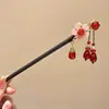 Grampo de cabelo com borla estilo palácio vintage acessório de cabelo para traje antigo Hanfu cheongsam feminino Ano Novo vermelho festivo grampo chinês atacado
