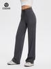 Calça Esportiva Drapeada Chaijue para Mulheres, Perna Larga Leica Cintura Alta Casual para Exterior, Calça de Fitness Yoga Escovada de Alta Elasticidade