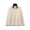 Nueva chaqueta suéter de punto simple con media cremallera para hombre, suéter con bloques de color y cuello alto para otoño e invierno, prenda interior