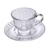 Exquisito Juego de Taza y Platillo Rayado, Taza de Café Doméstica de 220ml con Asa, Juego de Tazas para Bebidas de Té con Leche al por Mayor