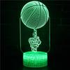Lámpara de noche 3D de baloncesto, lámpara de mesa USB con protección ocular, control remoto colorido, regalo creativo, lámparas de noche, superventas.