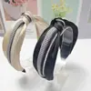 Nueva Diadema de Houndstooth Anudada para Mujer con Borde Ancho Cadena de Diamantes para Lavarse la Cara, Diadema Exterior Versátil para Salir, Estilo Coreano Retro para Mujer
