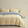 Juego de cuatro piezas de terciopelo de leche para otoño e invierno, engrosado y cálido, hecho de franela y vellón de coral con cinta de borde ancho, juego de cuatro piezas de ropa de cama