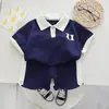 Traje para niños 2024 Nueva Moda de Verano Niño Camisa Polo de Manga Corta con Letra U Pantalones Cortos Casuales para Bebé Ropa Infantil