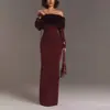 Moda Outono e Inverno Transfronteiriça Novo Estilo Elegante e Fashionável Gola de Pelo Estilo Europeu e Americano Uma Alça Costas Nuas Sexy Vestido Slim