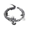 Pulsera de Moda Estilo Coreano para Mujer Estilo Frío Doble Capa Apilada Estrella Luna Hip-Hop Pulsera de Moda Pulsera Distintiva Versátil