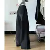 Jeans Largo Espesso com Forro de Fleece de Cor Escura para Mulheres 2025 Tendência Versátil Novo de Inverno Cintura Alta Reta Slim