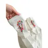 Calcetines de Media Pantorrilla de Alta Calidad, Dulces y Femeninos, para Primavera y Verano, con Ramo Floral Jacquard y Accesorios de Moño