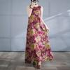 2025 Real Shot Novo Vestido Boêmio Verão Novo Plus Size Plus Size Sem Mangas Gola Redonda Vestido Estampado