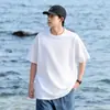 Camiseta 100% Algodón Puro de Manga Corta, Unisex, Corte Holgado, Camiseta de Marca Moderna, Color Sólido, Cuello Redondo, Peso Pesado, Top de Seda de Hielo para Parejas para Hombre