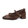 Zapatos Mary Jane de Felpa con Tacón Grueso Estilo Francés Chuyuji para Mujer 2026 Nuevos Zapatos Peludos de Otoño Invierno para la Noche