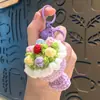 Producto Terminado Tejido a Crochet: Llavero Colgante Flor de Rosa de Hilo, Adorno de Girasol, Regalo para Niñas, Artículos Pequeños para Venta en Puesto