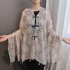 Estilo Étnico Proteção Solar de Viagem Chapéu de Sol Fivela de Disco Pulôver Capa Blusa Cardigan Feminino Estilo Chinês Lenço Cachecol Franja Pendurada Fino