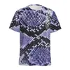 Camiseta con estampado de piel de serpiente de moda, impresión digital 3D, camiseta para hombre con estampado de piel de animal, cuello redondo, manga corta urbana, transfronteriza