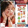Pegatinas de Tatuajes de Dibujos Animados Navideños para Niños Chica de Dibujos Animados Linda Papá Noel Árbol Pegatinas de Maquillaje Pintura Facial