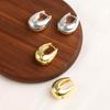 Brincos Estilo Minimalista Novos Brincos de Tachinha Oval Elegantes Retrô Franceses para Mulheres Fashion Simples Sofisticado Clipes de Orelha Exquisitos
