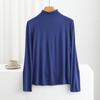 Camisa básica de cuello medio alto para mujer, camiseta fina de modal de manga larga para primavera y otoño, top ajustado estilo occidental que combina con todo.