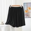 Pantalones cortos de modal de cintura alta para mujer talla grande de verano para chica rellenita, sueltos, versátiles, casuales, pantalones finos de pierna ancha, pantalones de pijama de color liso