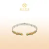 Diseño Original Pulsera Abierta de Vid de Girasol de Plata Pura 999 con Esmalte e Incrustación de Oro en Nuevo Estilo Chino