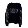 Moda transfronteriza estilo americano, sudadera de calle tipo pullover de manga larga y cuello redondo Y2K pura y seductora, estampado vintage estilo americano para parejas