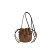 Bolso de Cubo con Cordón de Moda para Mujer 2026 Otoño Nuevo Estilo Versión Coreana para Mujer Bolso de Hombro Único de Cuero Suave Bolso Cruzado de Nicho de Gama Alta