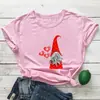 Nova Camiseta Fofa de Gnomo para o Dia dos Namorados para Sites Independentes, Camiseta de Gola Redonda para Comércio Exterior para Exportação Europeia e Americana