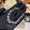 Pendientes Schubert Flor Joya Rosa Chapado en Oro de 18K Pendientes Colgantes Zirconia Lazo Pendientes Pulsera