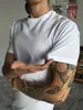 Camiseta de Manga Corta de Peso Pesado para Hombre, Moderna, Corte Ajustado, Cuello Redondo Ligeramente Alto y Hombros Naturales, Color de Lujo Ligero