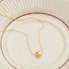 Diseño de Nicho Japonés y Coreano Collar Sencillo de Amor Pequeño y Exquisito Acero de Titanio Color Libre Cadena para Clavícula Moda Cadena de Collar Versátil