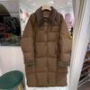 Chaqueta de plumón de longitud media para mujer 2025 Nuevo estilo coreano Pana empalmada Solapa Jacket de invierno engrosada