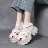 Venta de Liquidación para Tallas Agotadas a 129 Yuan: Sandalias de Piel de Vaca de Primera Capa, Punta Cerrada de Suela Gruesa, Tacones Gruesos de Suela Gruesa de Cuero Genuino para Mujeres Bajitas, Talla 36