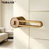 Juego de cerradura de puerta ecológico minimalista italiano para el hogar, manija de puerta universal de línea recta de lujo ligero para dormitorio, baño, cocina