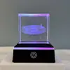 Luminária de Noite de Cristal Luminoso Presente Criativo Cubo Esculpido em 3D Enfeites de Mesa Lâmpada Decorativa para Quarto Lâmpada de Cabeceira de Ambiente