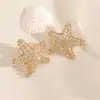 Brincos Estrela do Mar Vazados de Metal Galvanizado com Diamante Estilosos Exagerados com Strass Estrela Brincos Transfronteiriços para Mulheres Fabricante