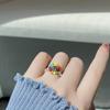 Anillo de cuerda elástica con cuentas de cara sonriente de plata de ley S925 con diseño de girasol de Corea INS, estilo hada