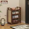 Gabinete de Zapatos Sencillo para Puerta de Entrada, Uso en Habitación de Alquiler de Dormitorio, Zapatero Multicapa Tejido de Ratán Retro, Artefacto de Almacenamiento de Zapatos para la Entrada