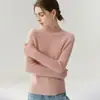 Suéter de malha de cashmere com gola semi-alta, 100% cashmere, espesso, para outono e inverno, feminino, design listrado emagrecedor
