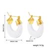 Aretes de Oro de 18K con Resina Rosa Ámbar Transparente, Elegantes y de Alta Gama Franceses con Forma de U, Aretes Transfronterizos Europeos y Americanos