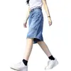 Shorts Jeans Retro com Estampa de Letras Plus Size Feminino Verão Gordura Solto Cintura Alta Emagrecimento Perna Larga Reta Calças de Comprimento Médio