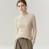 Suéter de cachemir 100% puro, de doble hebra y engrosado para mujer, de cuello alto, corte ajustado, tejido liso, capa base, otoño e invierno