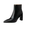 Botines Negros Elegantes de Punta Fina con Cremallera Lateral, Otoño/Invierno 2026, Tallas 40-46, Botines Versátiles de Tacón Alto para el Trayecto y el Lugar de Trabajo