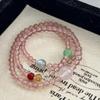 Novo Pulseira Chinoiserie Sensação Fresca Natural Três Círculos Cristal de Morango Gelo Branco para Mulheres Pulseira de Cristal Pedra da Lua Ágata Vermelha