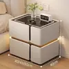 Mesita de noche inteligente de madera maciza, mueble de dormitorio de lujo de alta gama para el hogar con altavoz, carga inalámbrica, almacenamiento, no requiere instalación