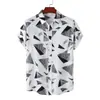 Camisa casual de manga corta para hombre, corte holgado, cuello clásico, estilo vintage