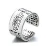 Procesamiento y Personalización de Anillo Retro Tailandés Corazón de Anémona Sutra del Corazón para Mujeres, Anillo Abierto Elegante, Sencillo y Moderno para Hombres